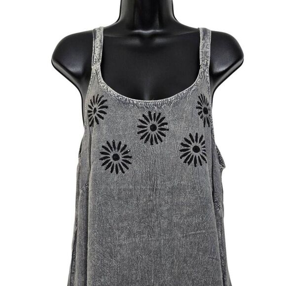 Daisy Island Dress Size Small Gray Black Vacation Beachy Boho Summer - Picture 2 of 8